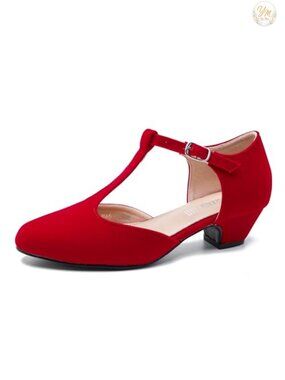 Women's T-Strap Mary Jane Pumps Low Block Heel Closed Toe Buckle Ankle Strap